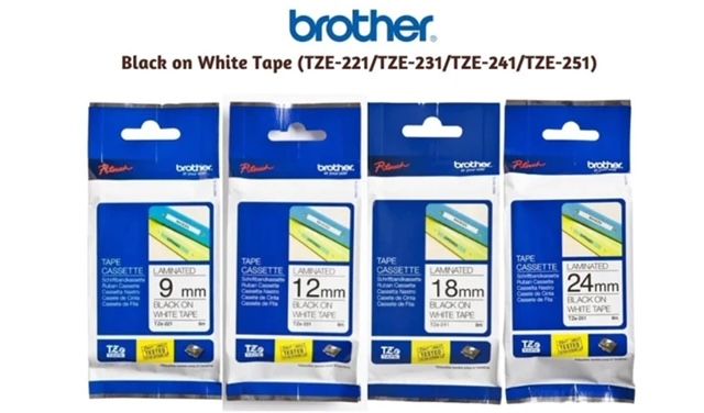 Brother Tape TZE Black On White