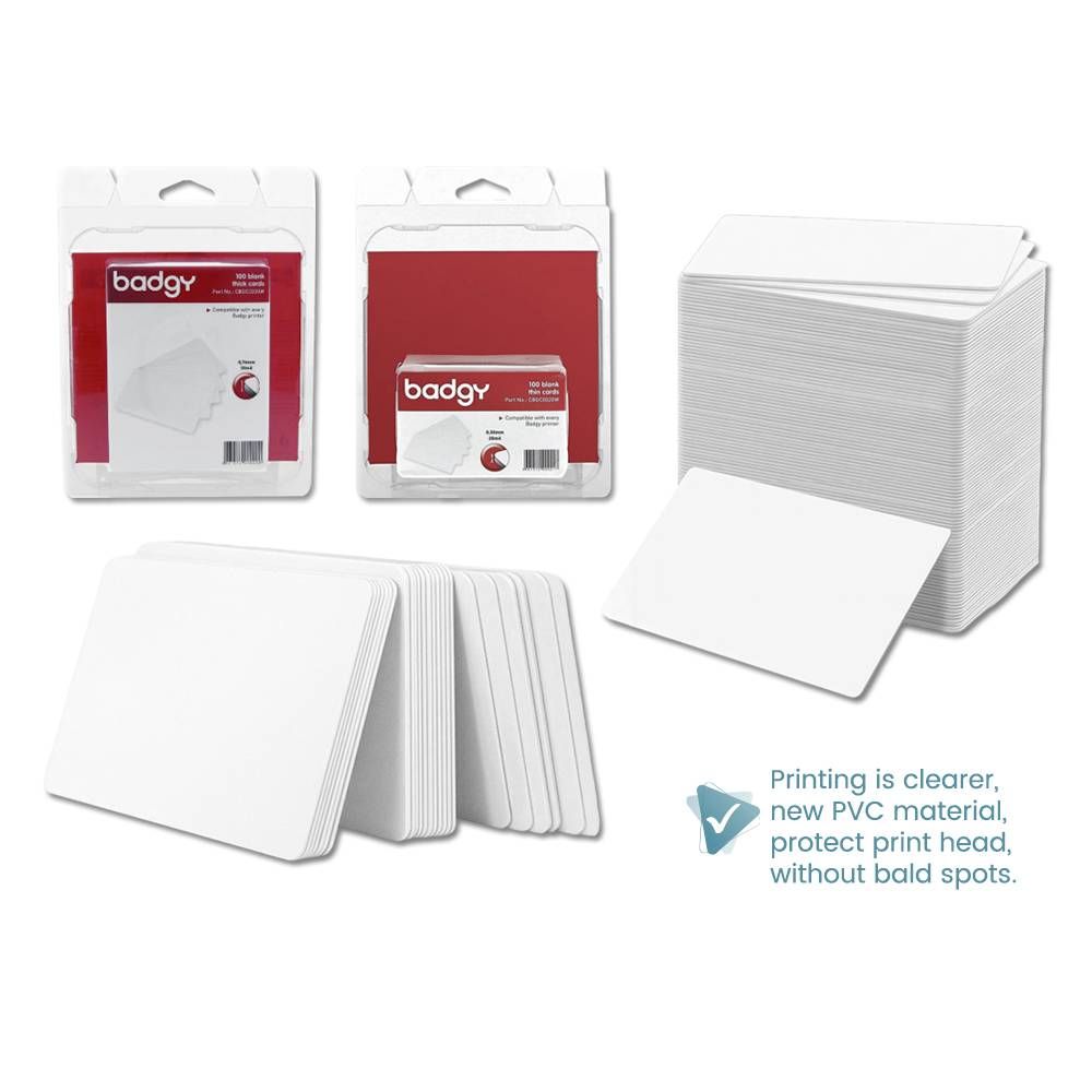 BADGY CBGC0020W/30W 100 UNIT BLANK THIN CARDS COMPATIBLE WITH EVERY BADGY PRINTRT 20/30MIL