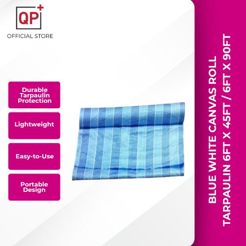 BLUE WHITE CANVAS ROLL TARPAULIN 6FT X 45FT / 6FT X 90FT l GULUNG TERPAL KANVAS | 防水篷布卷-6' X 90FT