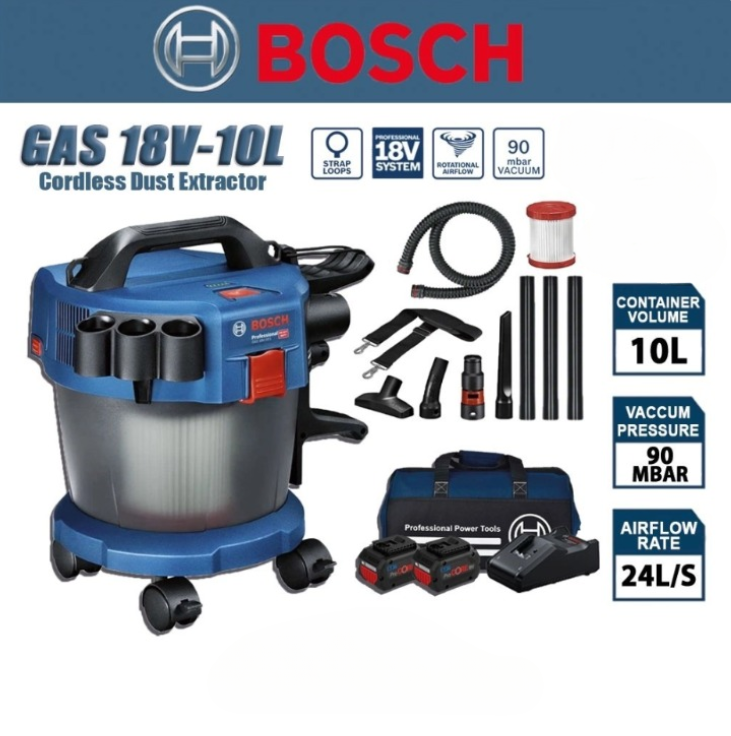 BOSCH GAS18V-10L 18V CORDLESS DUST EXTRACTOR WET / DRY VACUUM (PACKAGE)