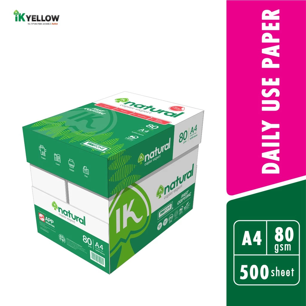 IK Natural 500s 80gsm A4 Paper 1 Carton Box (5 Reams) (500 sheets/ream)