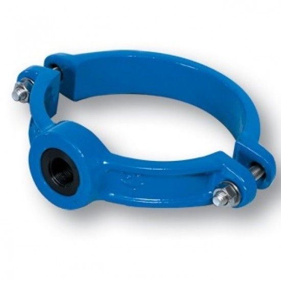 LYE Ductile Iron Saddle For UPVC Pipes 12" 300MM (DIA) x 1" 25MM with Fusion Bonded Epoxy Coating &Galvanized Bolts &Nuts (Drill Tap)