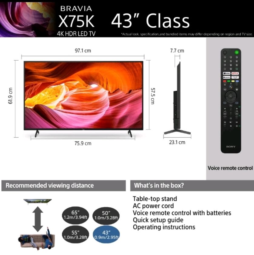 Sony 43 Inch X75K TV