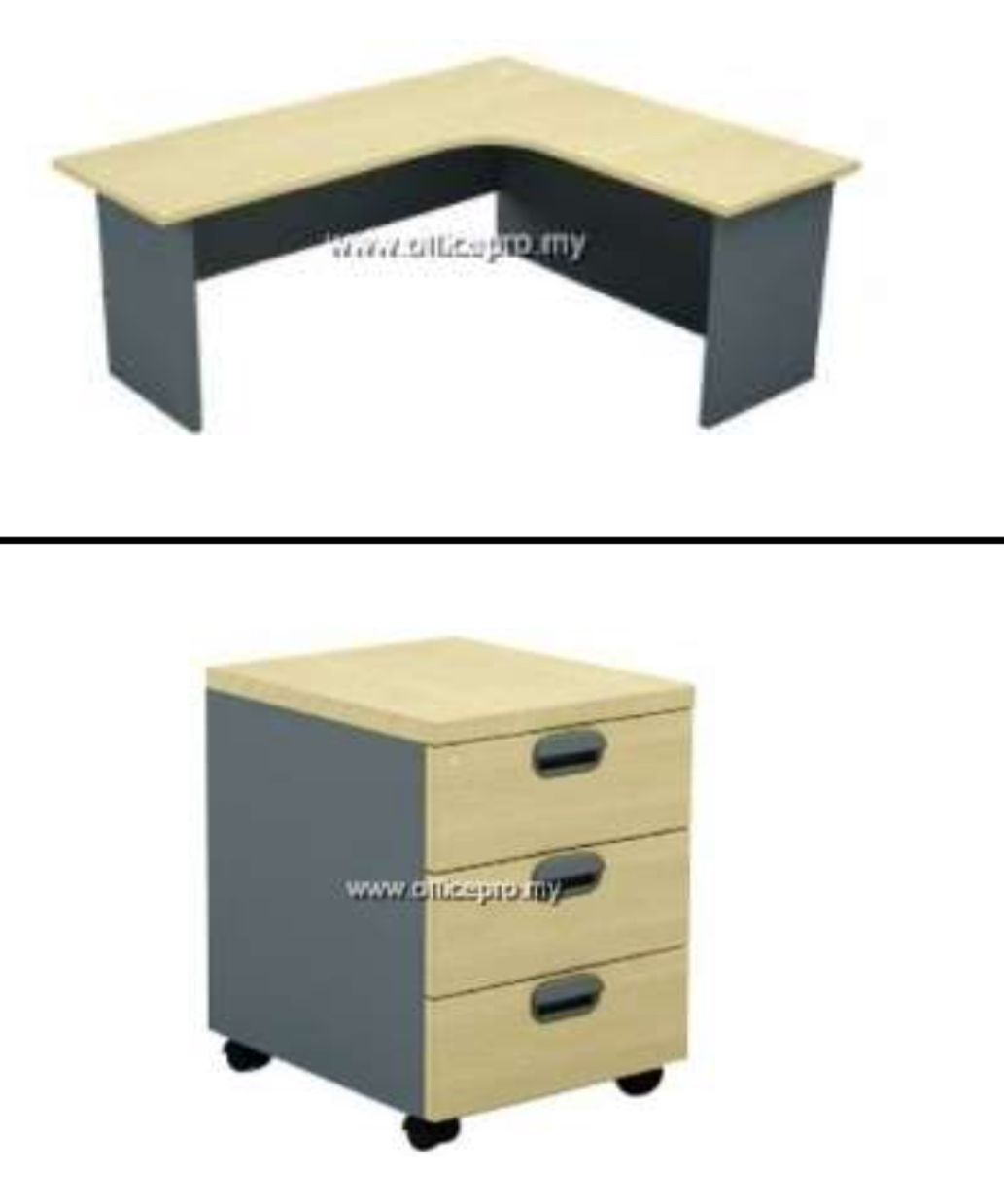 L Shape Table 5Ft C/W 3 Drawer Mobile Pedestal (With Install & Delivery Klang Valley)