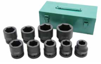 JONNESWAY 9PCS 1" DR 6PT FLANK IMPACT SOCKET SET