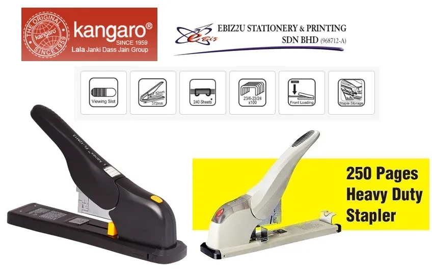 Kangaro Heavy Duty Stapler FL-12M24 - 250 sheets (alat pengokot, kawat, stapler paper, Heavy Duty Stapler, Heavy Duty Staplers, Kangaro Stapler)