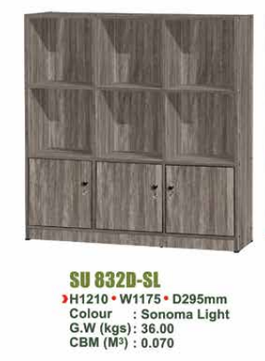 SU FILE CABINET WITH DOORS SU 832D - SL/N.OAK/WN