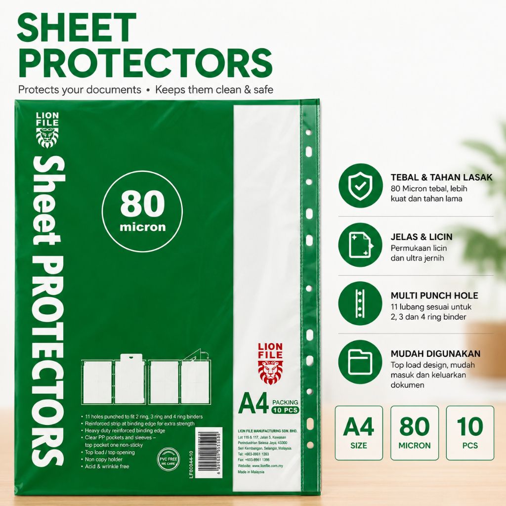 LION A4 SHEET PROTECTOR (80 MICRON)
