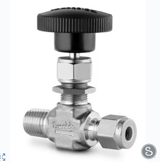 SS INTEGRAL BONNET NEEDLE VALVE, 0.37 CV, 1/4 inch MNPT X 1/4 inch SWAGELOK TUBE FITTING, REGULATING STEM