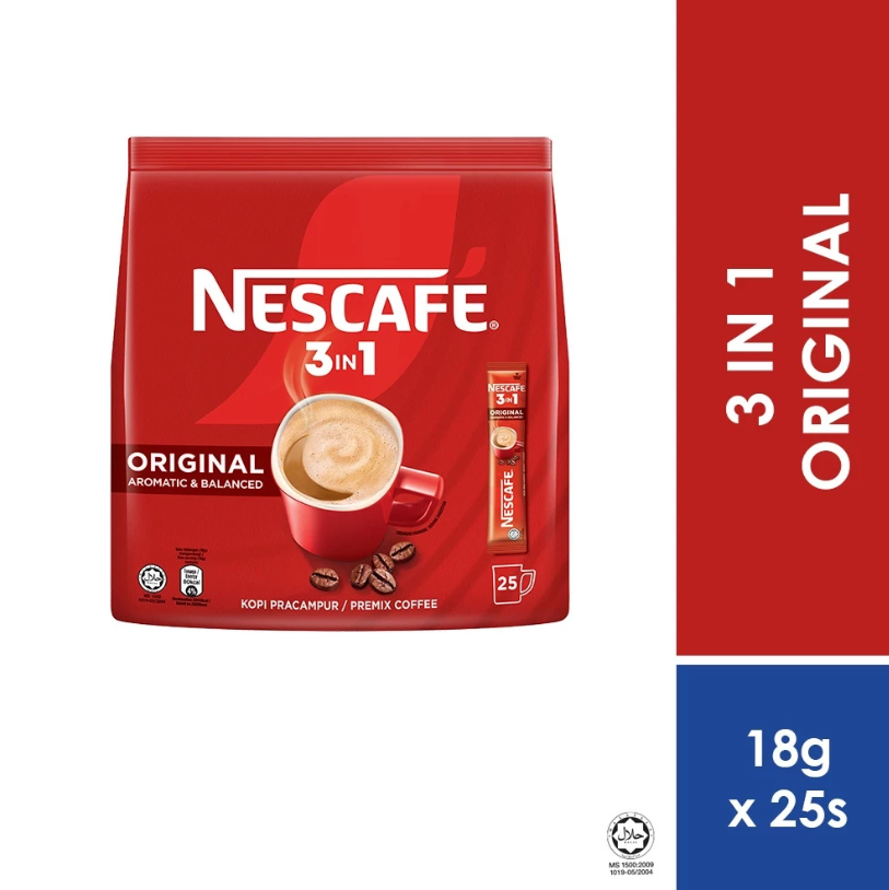 NESCAFE 3IN1 ORIGINAL (25 STICKS) AROMATIC & BALANCED COFFEE INSTANT COFFEE STICKS