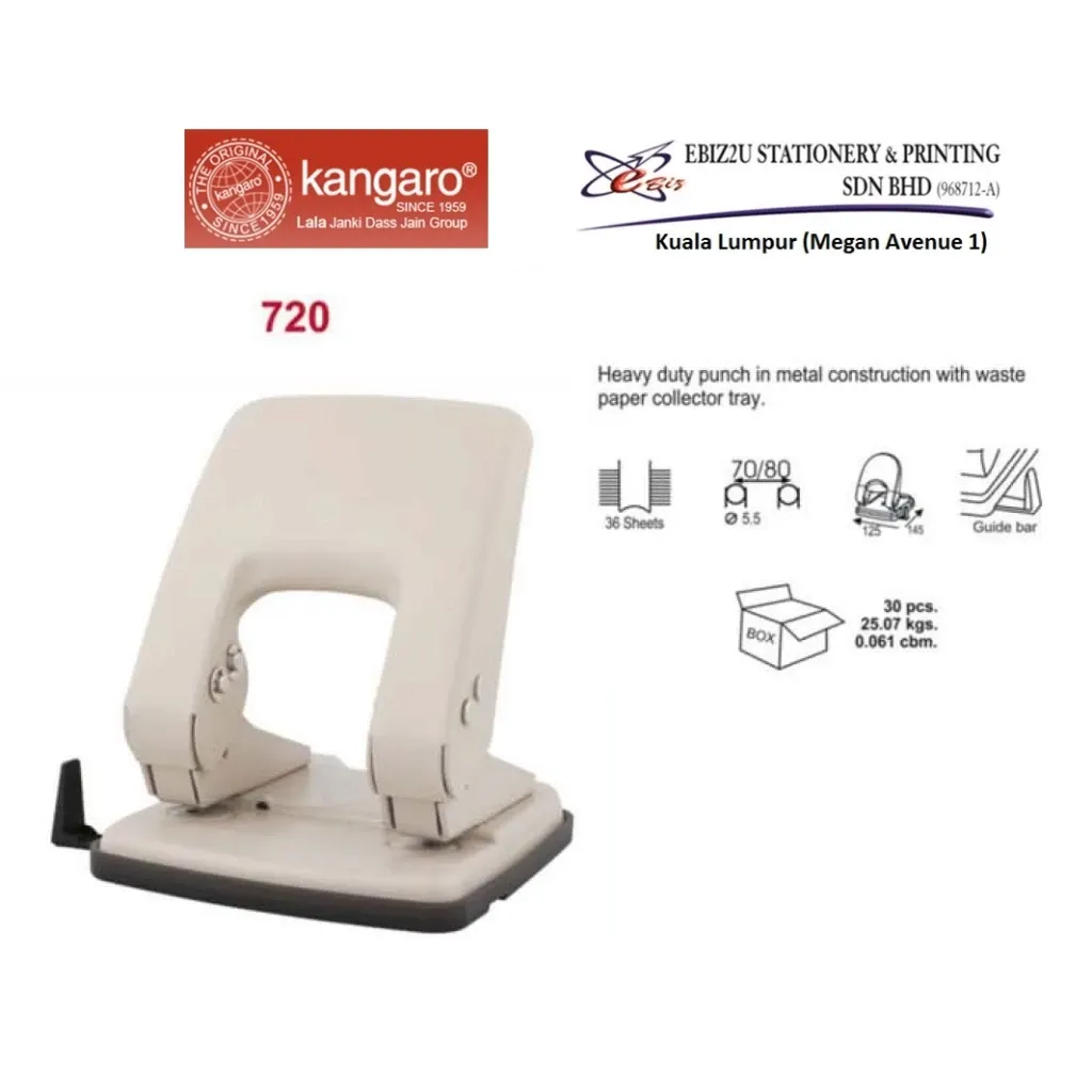 Kangaro 2 Hole Puncher 36 sheets / Paper Punch DP720 / DP-720 / 720