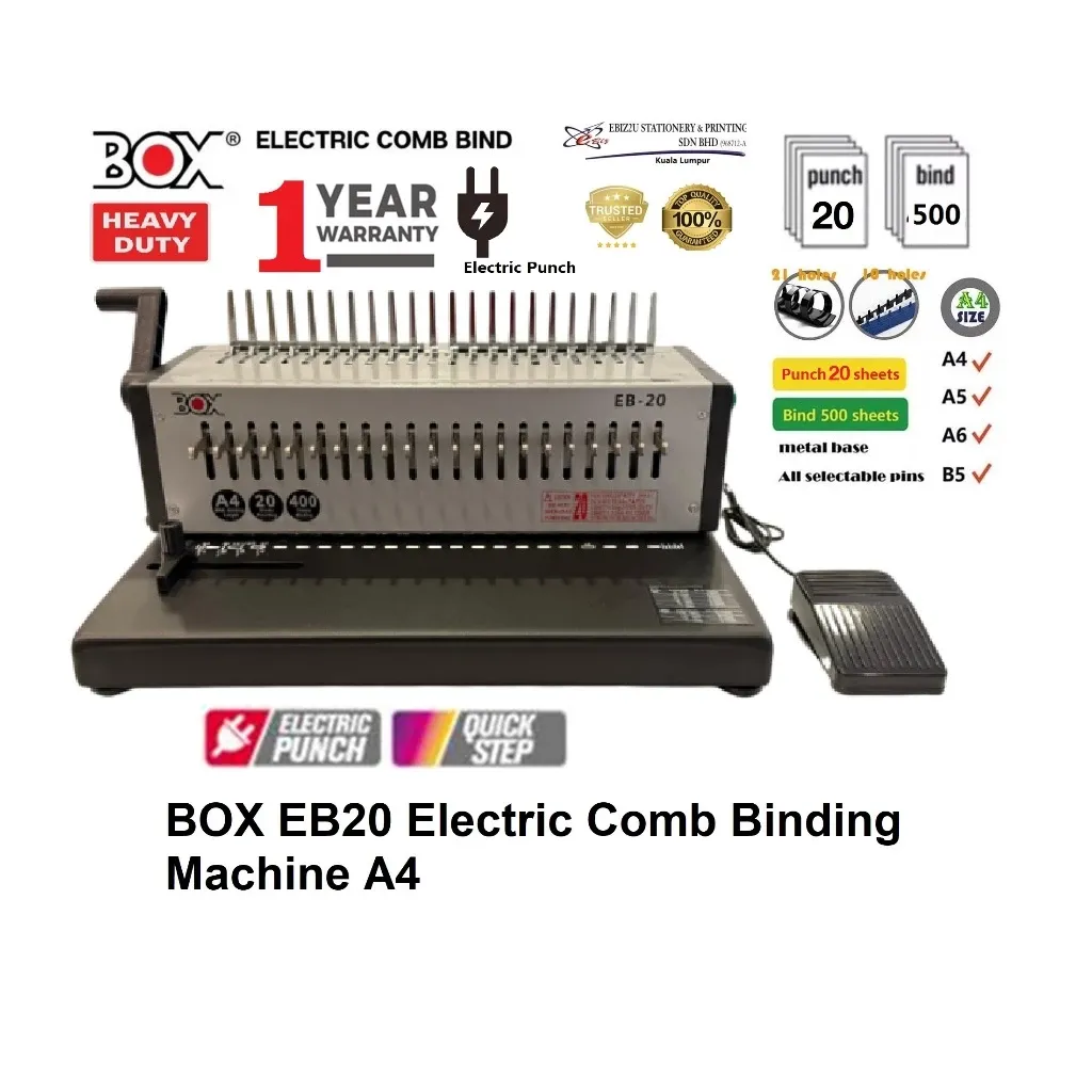 BOX Heavy Duty Electric Binding Machine EB20 (20sheets)