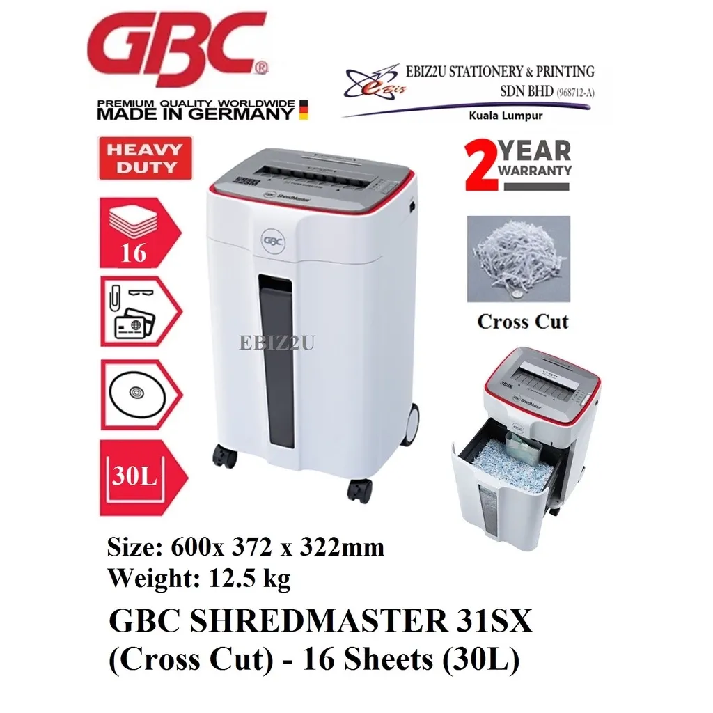 GBC SHREDMASTER 31SX Paper Shredder (Cross Cut) - 16 Sheets (30L) Shredder Machine, MESIN PENJILID