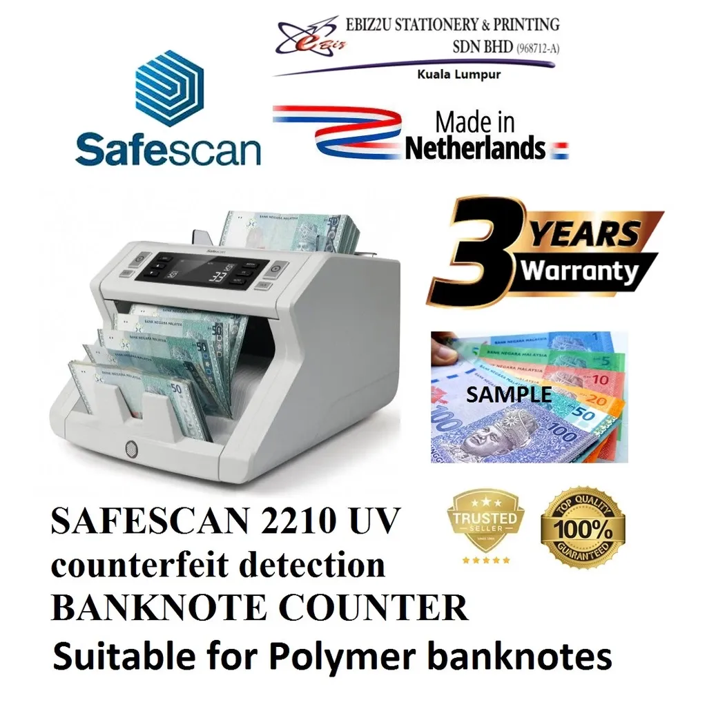 SAFESCAN 2210 UV counterfeit detection BANKNOTE COUNTER - Suitable for Polymerbank notes (note counter machine, Banknote Counter, Bill Counter, Money Counting Machine, Money Notes Counter, Money counter Machine, Cash Machine)