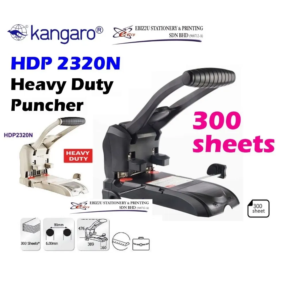 Kangaro Heavy Duty 2 Hole Puncher HDP-2320N - 300 Sheets ( kangaro 2320n, HDP 2320N, penumbuk