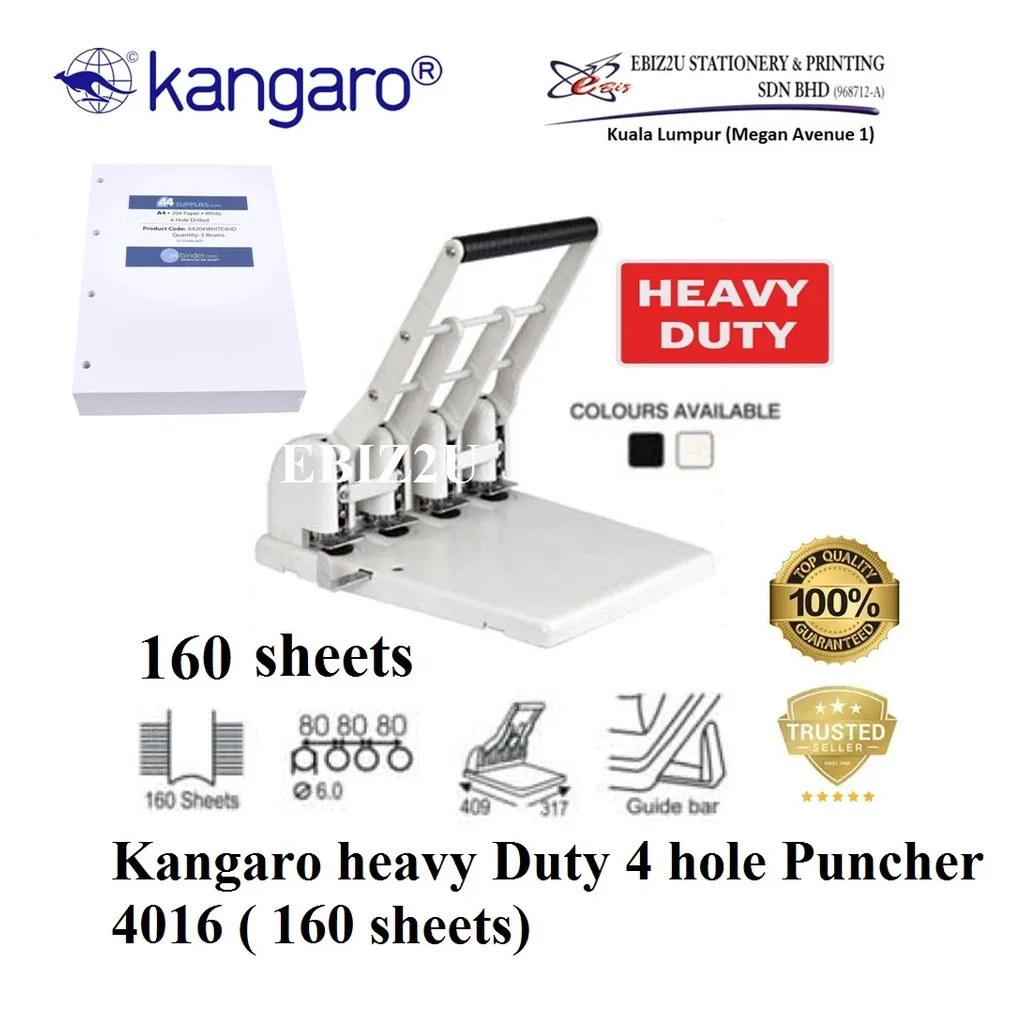Kangaro heavy Duty 4 hole Puncher 4016 ( 160 sheets) penumbuk, puncher paper, 4 hole punch