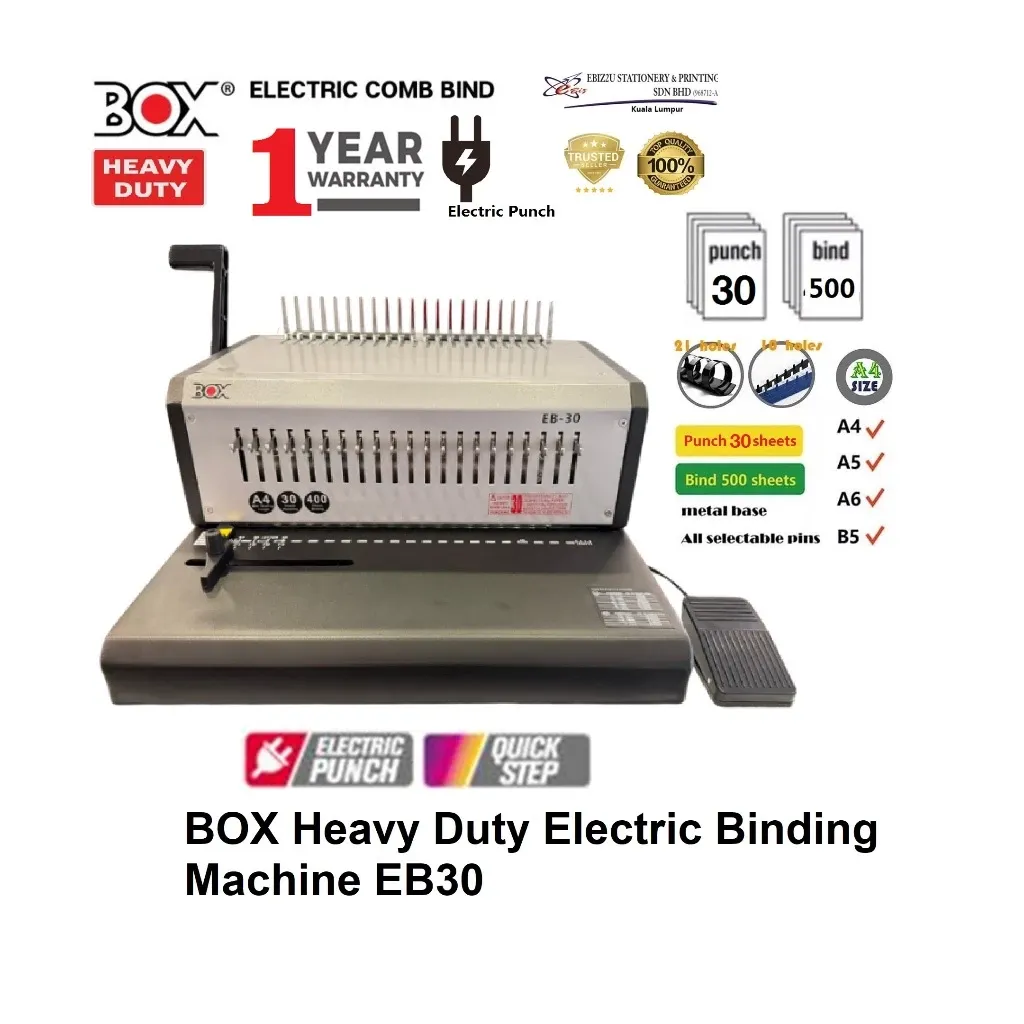 BOX Heavy Duty Electric Binding Machine EB30 (30sheets)