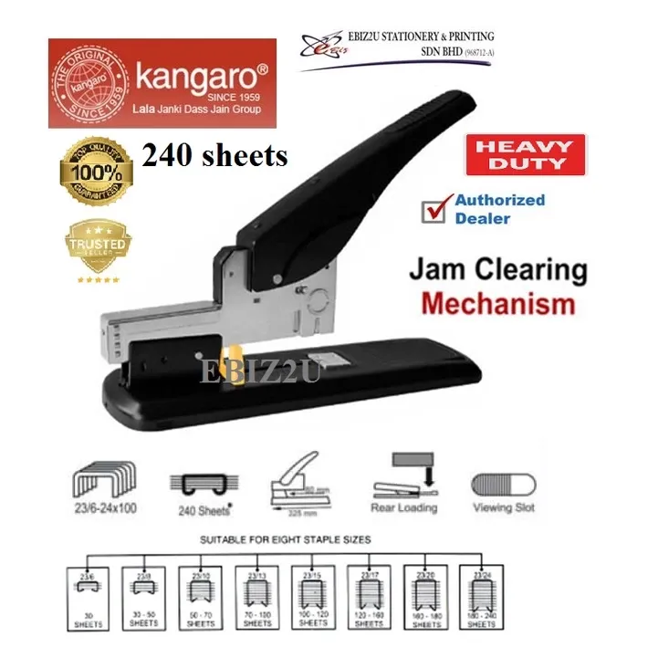Kangaro HD-1224 Heavy Duty Staplers - 240 sheets (Stationery, Office Automation, penumbuk paper