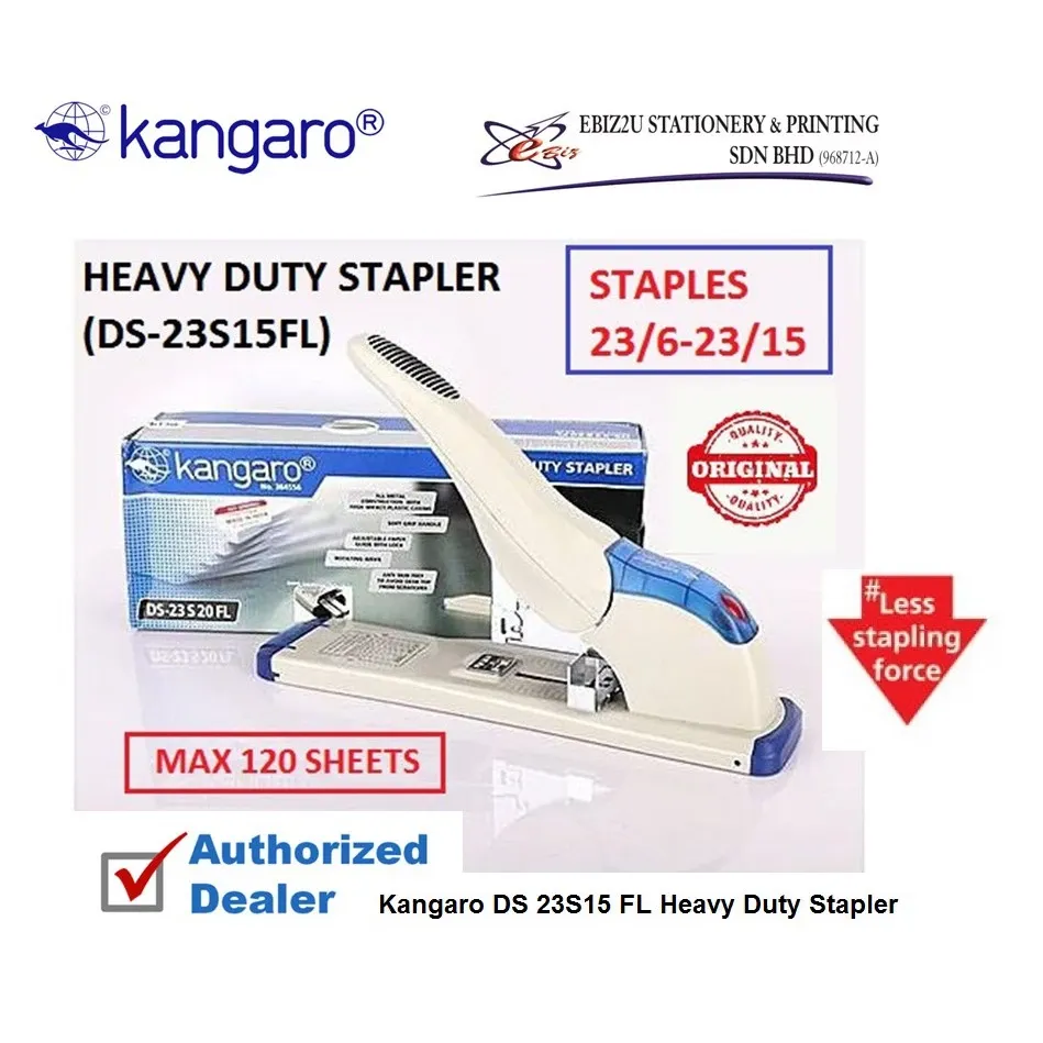 Kangaro DS 23S15 FL Heavy Duty Stapler - 120 sheets, Stationery, Office Automation, penumbuk stapler