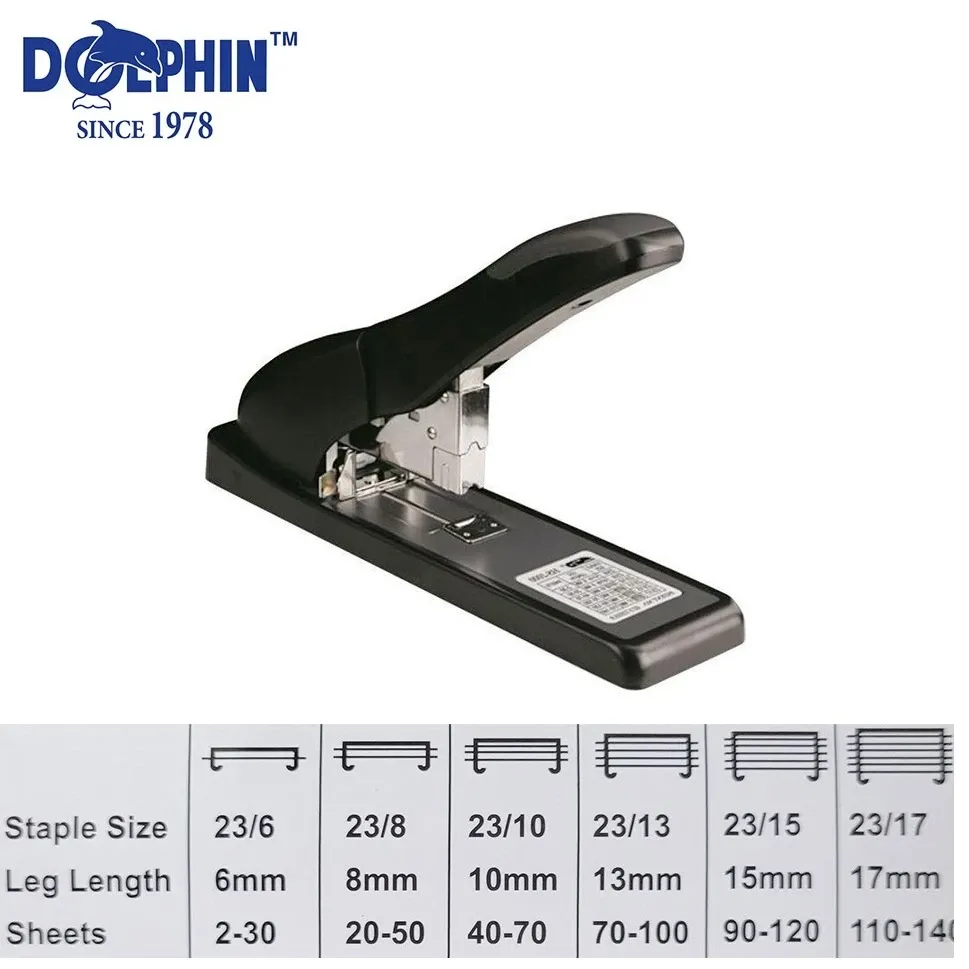Dolphin Heavy Duty Stapler HS-2000 -140 sheets - Max, Kangaro, staples 23/10, 23/13, 23/17
