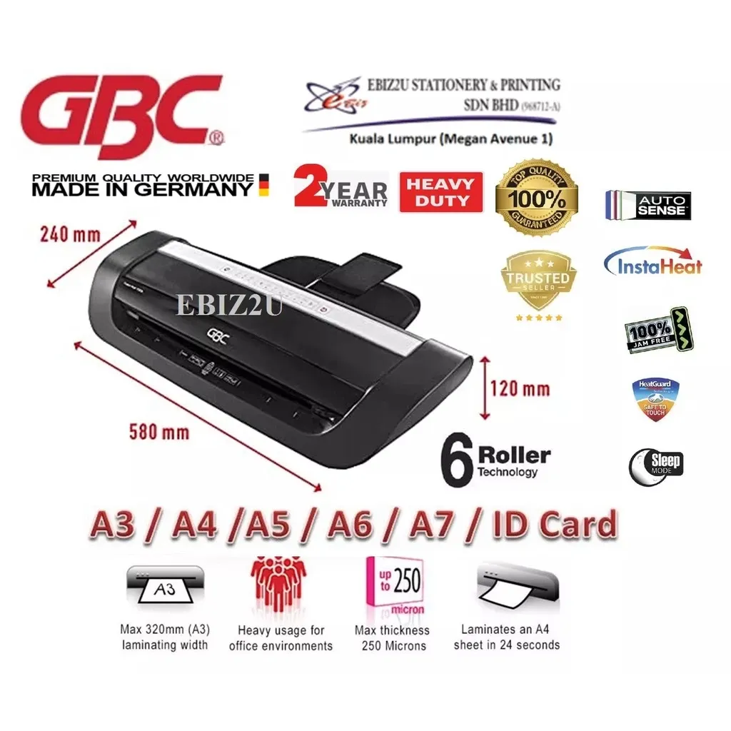 GBC Fusion 7000L A3 Laminator- 6-Roller Technology (Laminator Machine, mesin laminator