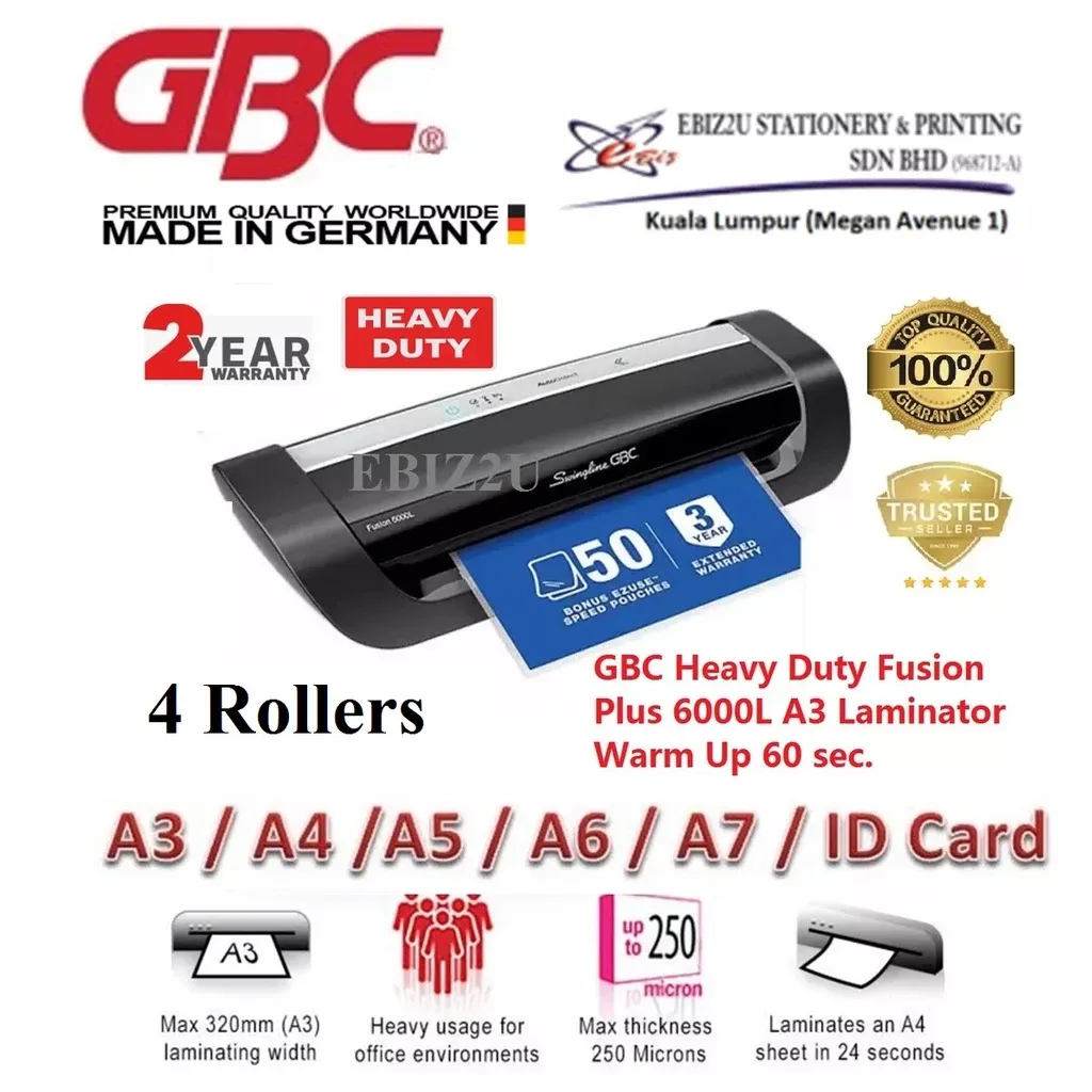 GBC 4 Rollers Heavy Duty Fusion Plus 6000L A3 Laminator (Laminator Machine, mesin laminate