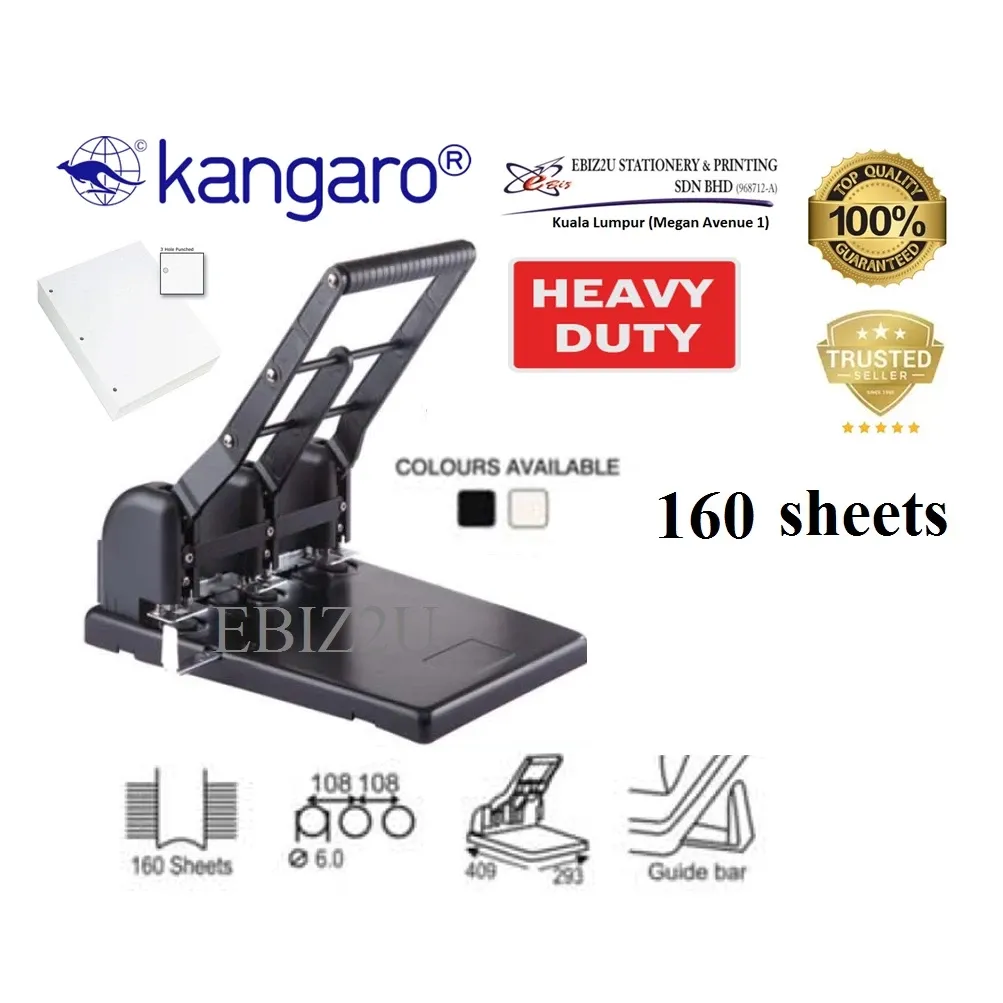 Kangaro Heavy Duty 3 Hole Puncher 3016 ( 3 Hole ) - 160 sheets (penumbuk 3 lubang, puncher paper)