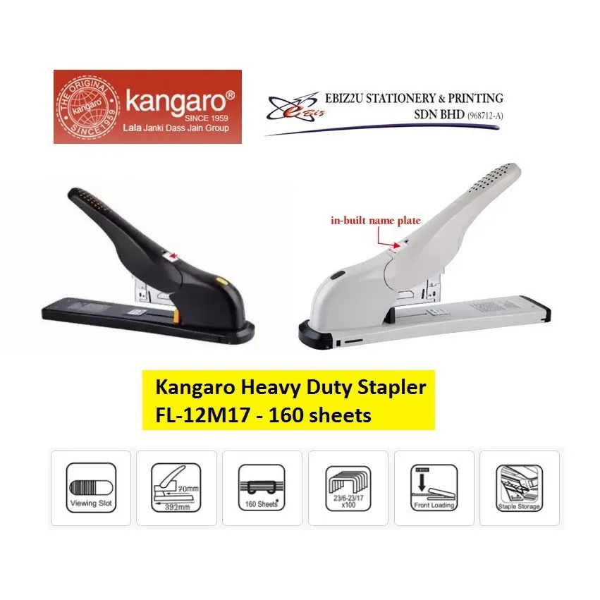 Kangaro Heavy Duty Stapler FL-12M17 - 160 sheets (alat pengokot, kawat, stapler paper, Heavy Duty