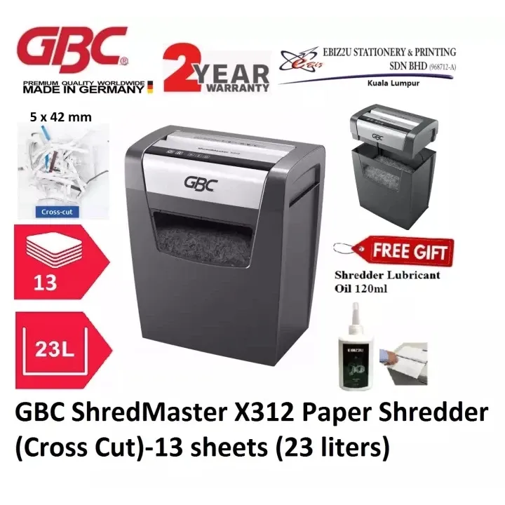 GBC Shred Master X312 Paper Shredder (Cross Cut)-13 sheets (23 liters)