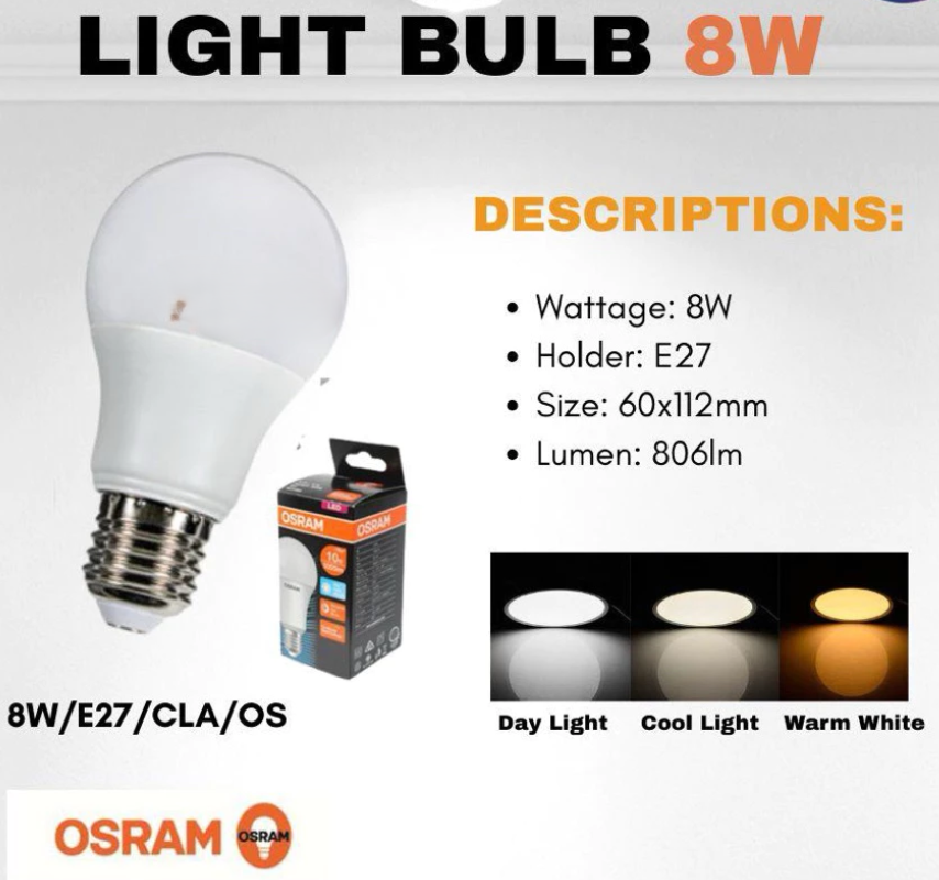 OSRAM LED BULB E27 STICK BULB 8W ( 2700K WarmWhite)