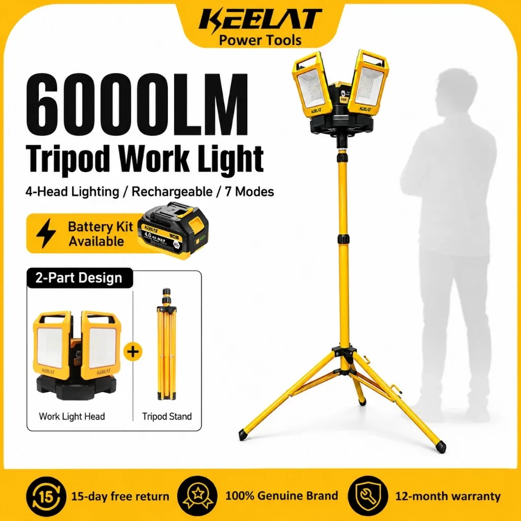 KEELAT Tripod LED Work Light 6000LM Rechargeable KWL04