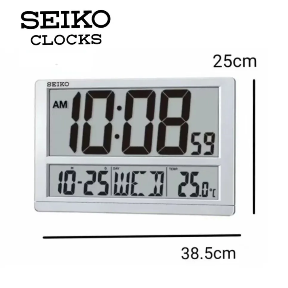 Seiko Digital Large LCD Desktop/ Wallmount Rectangular Clock QHL080S