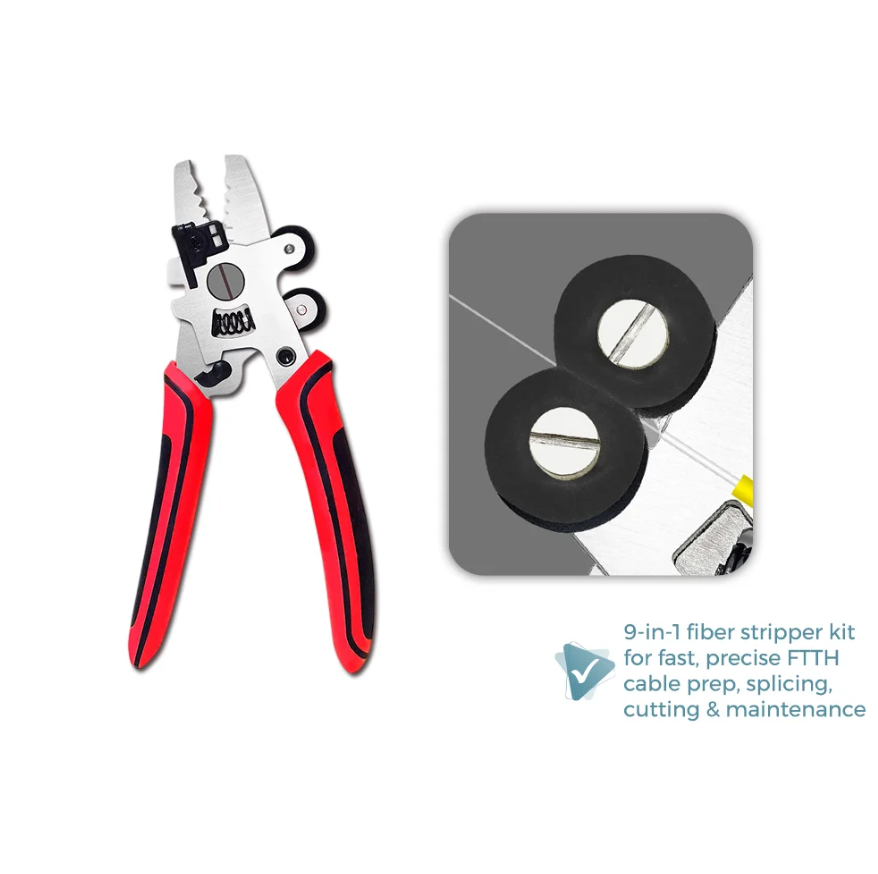 SIGNAL FIRE ZSQ-09 9-IN-1 FIBER OPTIC STRIPPER PLIERS KIT FTTH 3-SLOT KEVLAR CUTTER