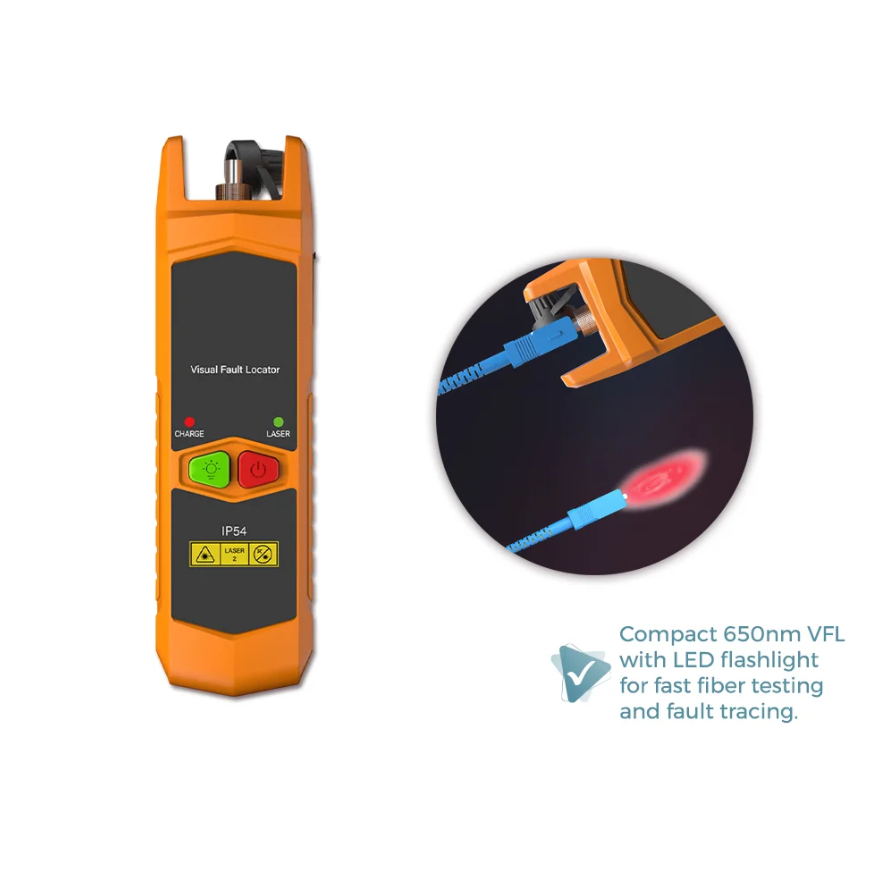 MINI VFL VISUAL FAULT LOCATOR 30MW RED LASER PEN 650NM USB RECHARGEABLE FIBER OPTIC TESTER WITH LED