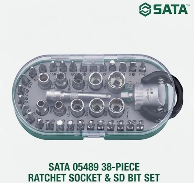 SATA 05489 RATCHET SOCKET & SCREWDRIVER BIT SET 38 PCS