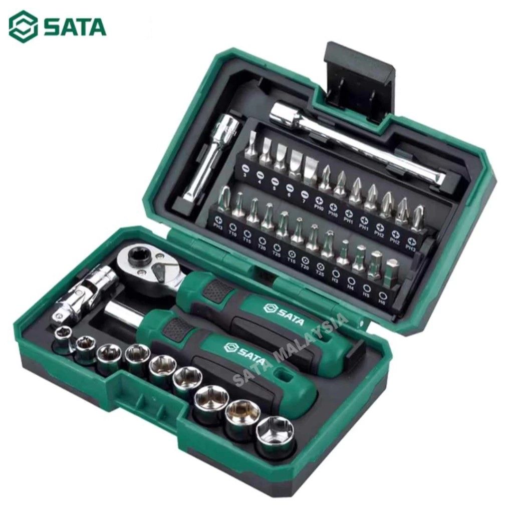 SATA 1/4" 38 Pcs SATA RATCHET WRENCH SET & Screwdriver Multi-function Set 05498 Tool Set Sata Tools