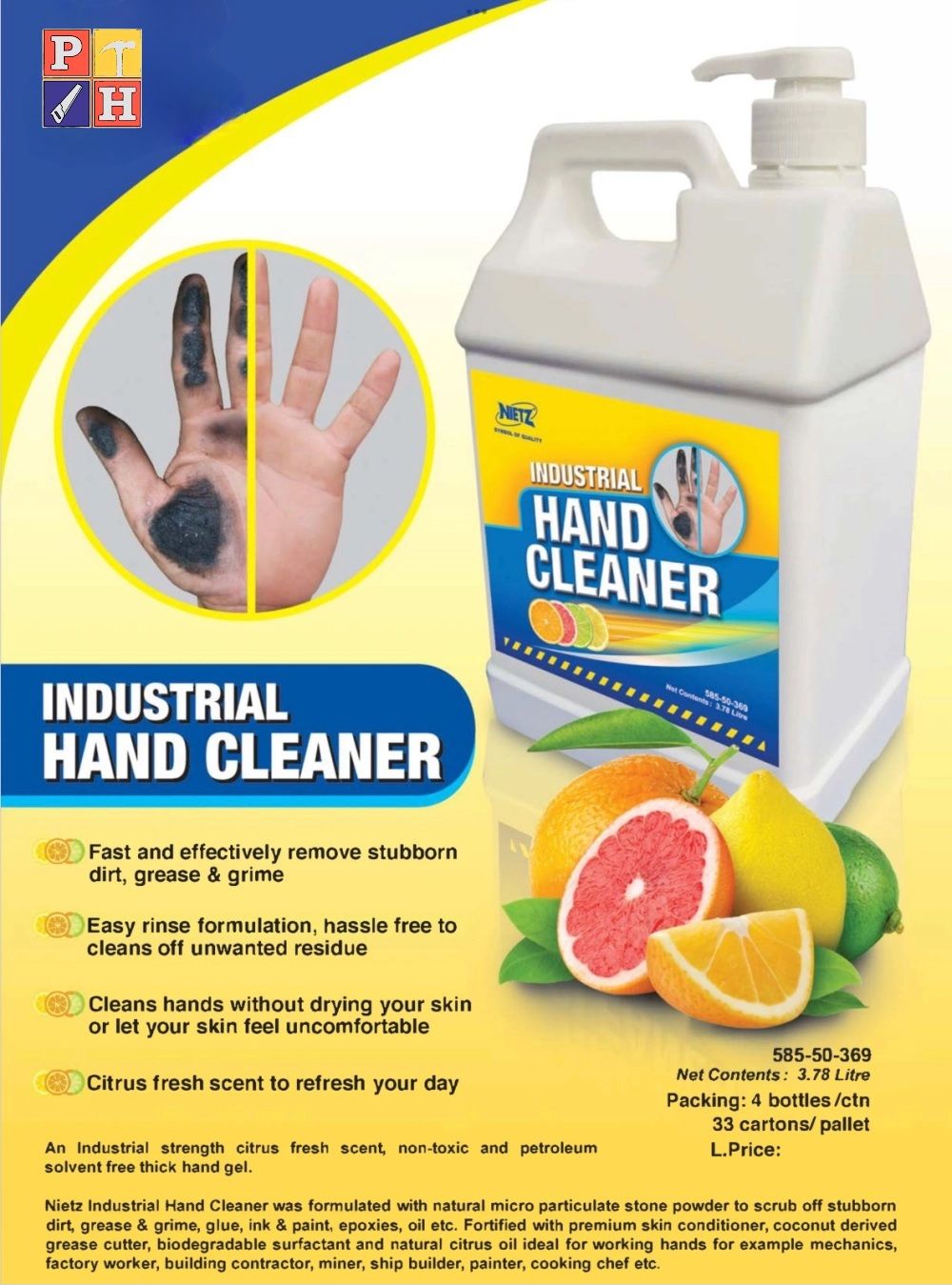 [READY STOCK, SHIP OUT IN 2 DAY] NIETZ Industrial Hand Cleaner - 3.78L