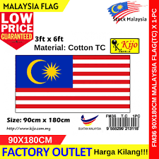 KIJO TC36M 3' X 6' COTTON FLAG MALAYSIA (90CM X 180CM)