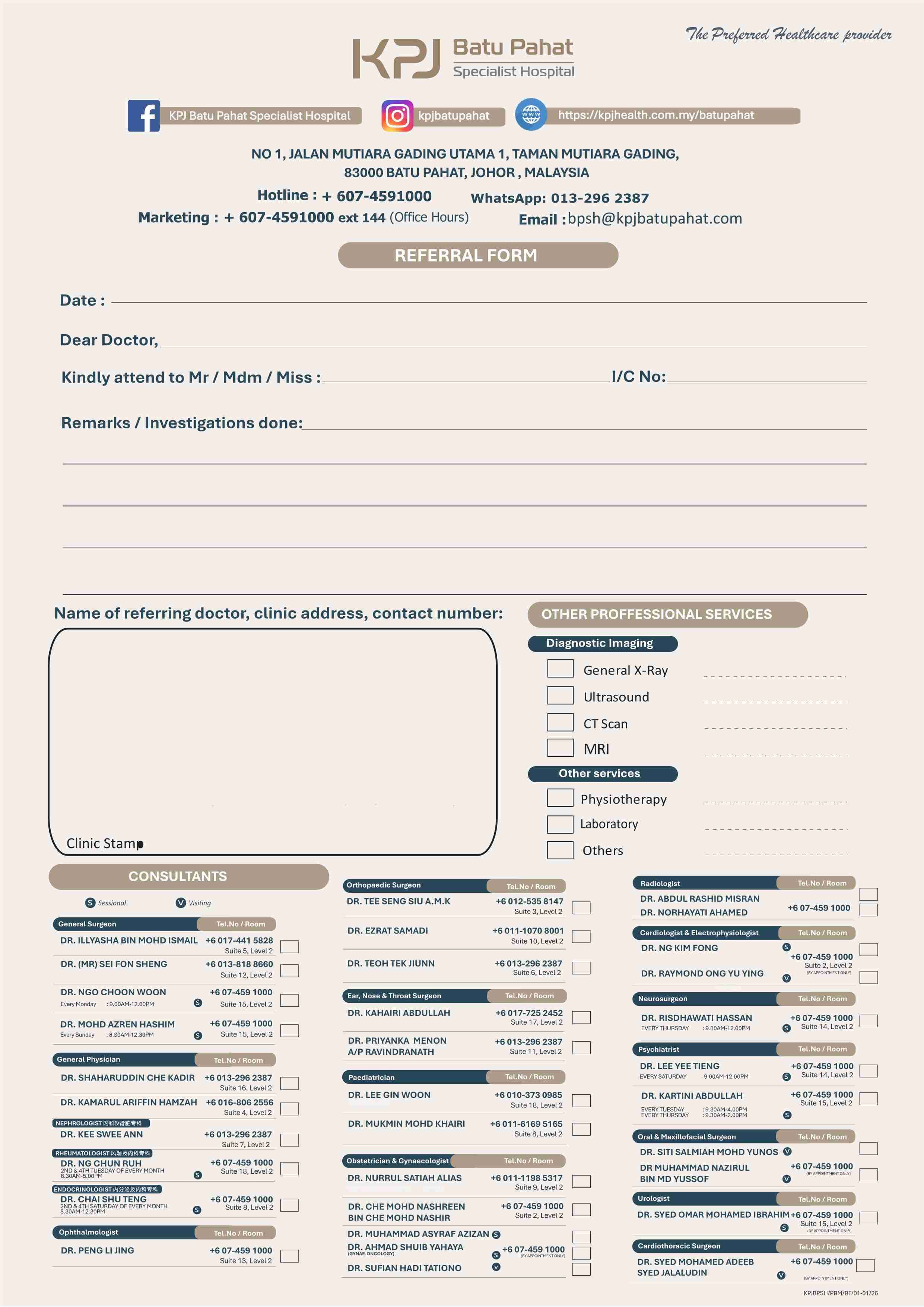 KPJ REFERRAL FORM