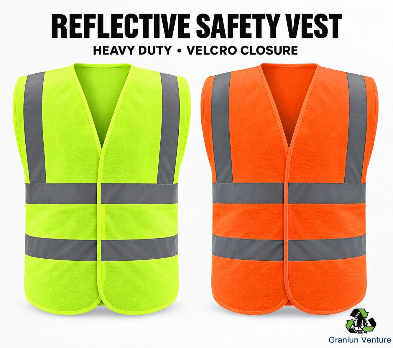 Unisex High Visibility Reflective Safety Vest – Heavy Duty Velcro Closure, Day & Night Baju Keselamatan