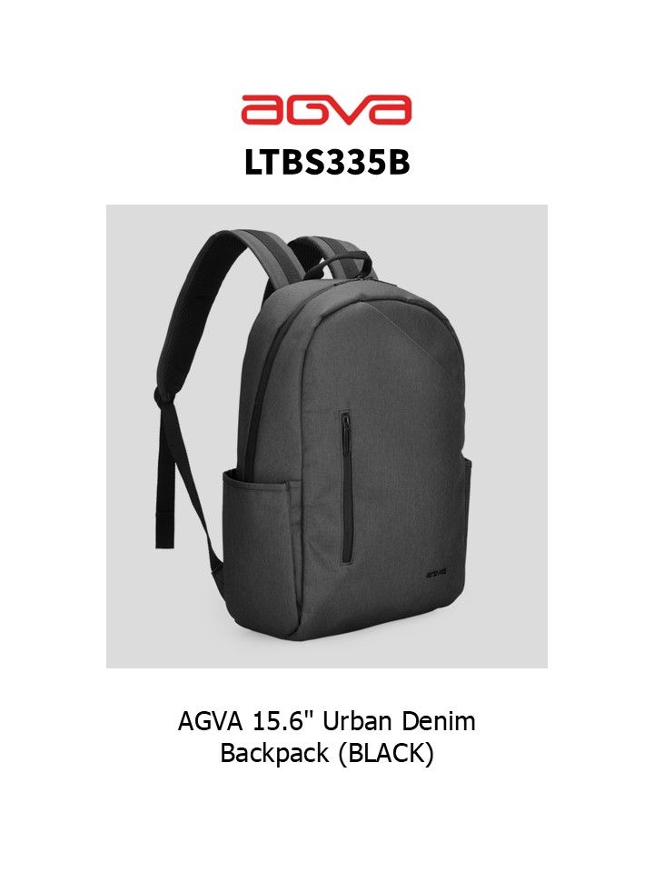 15.6" AGVA Urban Denim Backpack (BLACK)