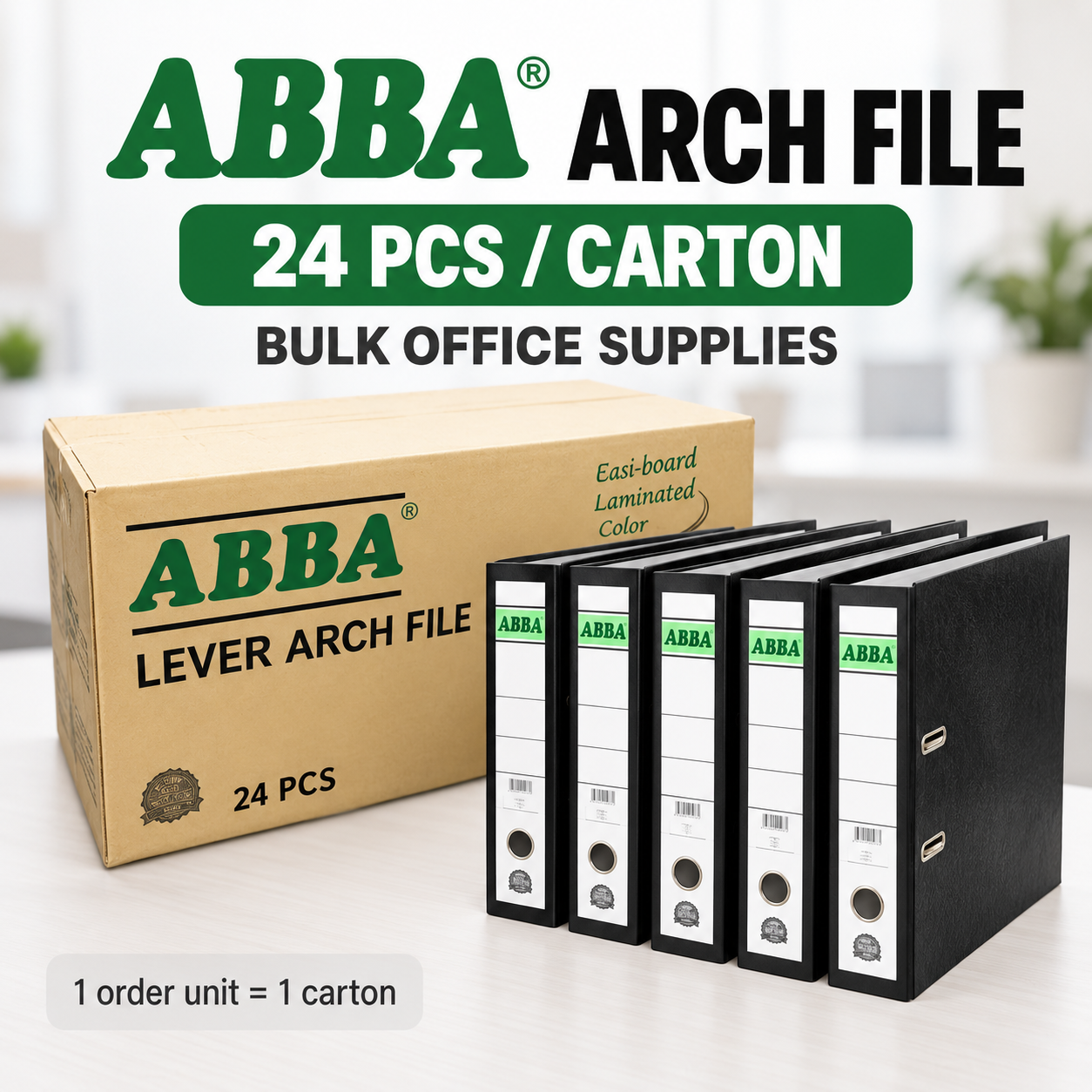 ABBA Arch File Black – 24 Pieces per Carton