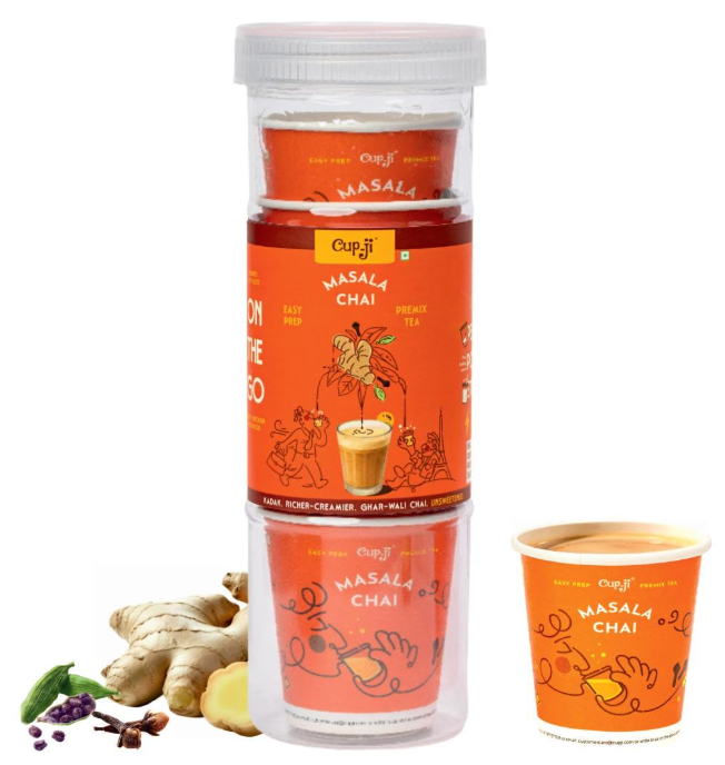 Cup-Ji Masala Chai Premix Cups Instant Tea 7 Cups - On the Go | Easy Prep | For Office and Travel