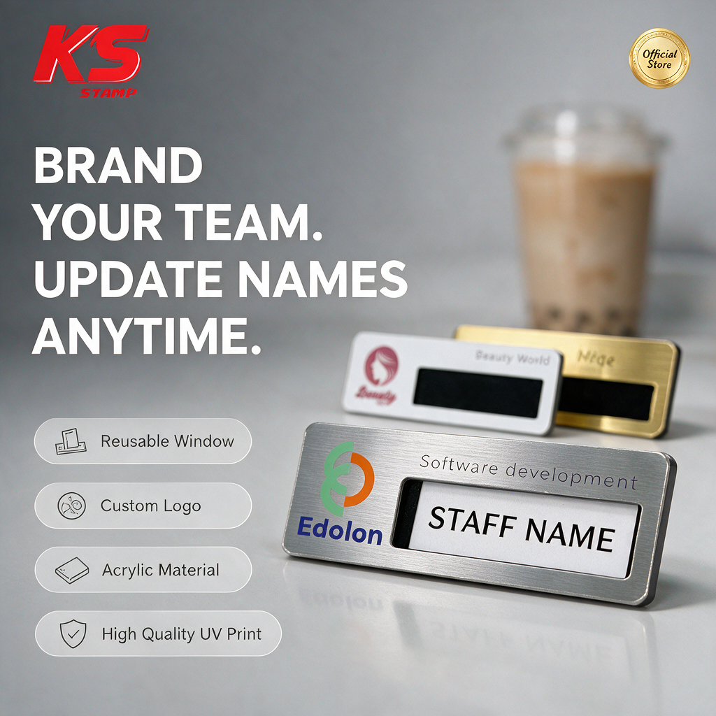 Reusable Name tag Custom Made (25mm x 75mm / 34mm x 70mm)