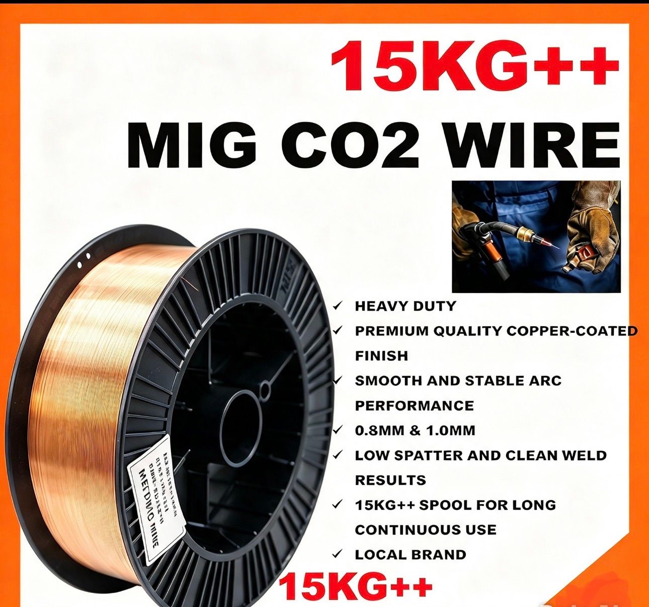 【15KG】0.8MM/1.0MM CO2 mig welding wire Gasless Flux Core Stainless Steel mig wire welding mig tanpa gas gasless dawai