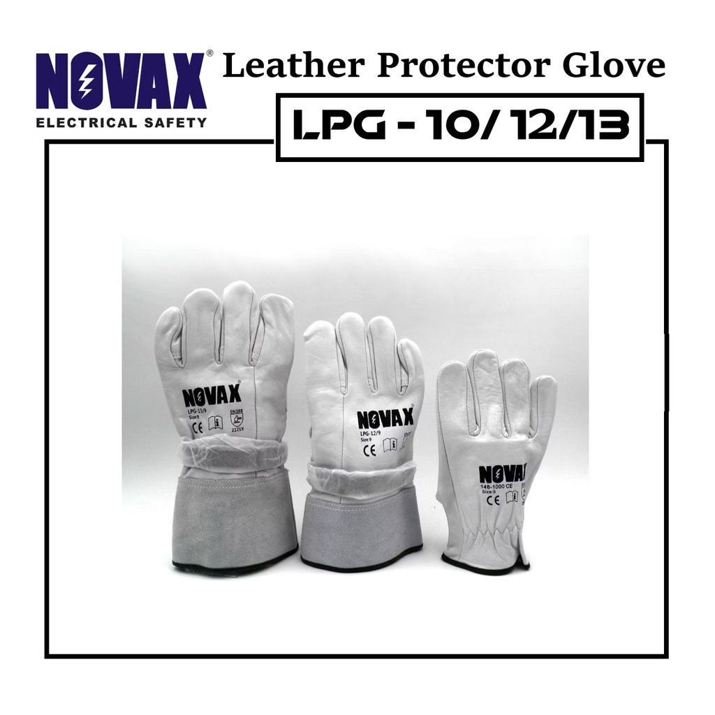 NOVAX LEATHER PROTECTOR GLOVES, LENGTH 10"/12"/13", ELECTRICAL SAFETY GLOVE, NOVAX GLOVE, ELECTRICIAN