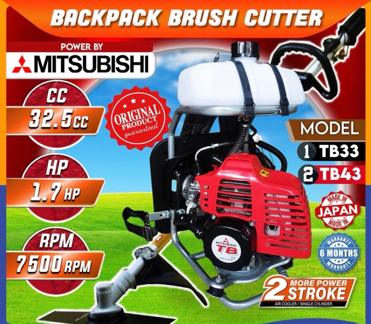 MITSUBISHI TB33 TB-33 33cc / TB43 TB-43 43CC Brush Cutter / Grass Cutter / Grass Trimmer (MADE IN JAPAN) Mesin Rumput
