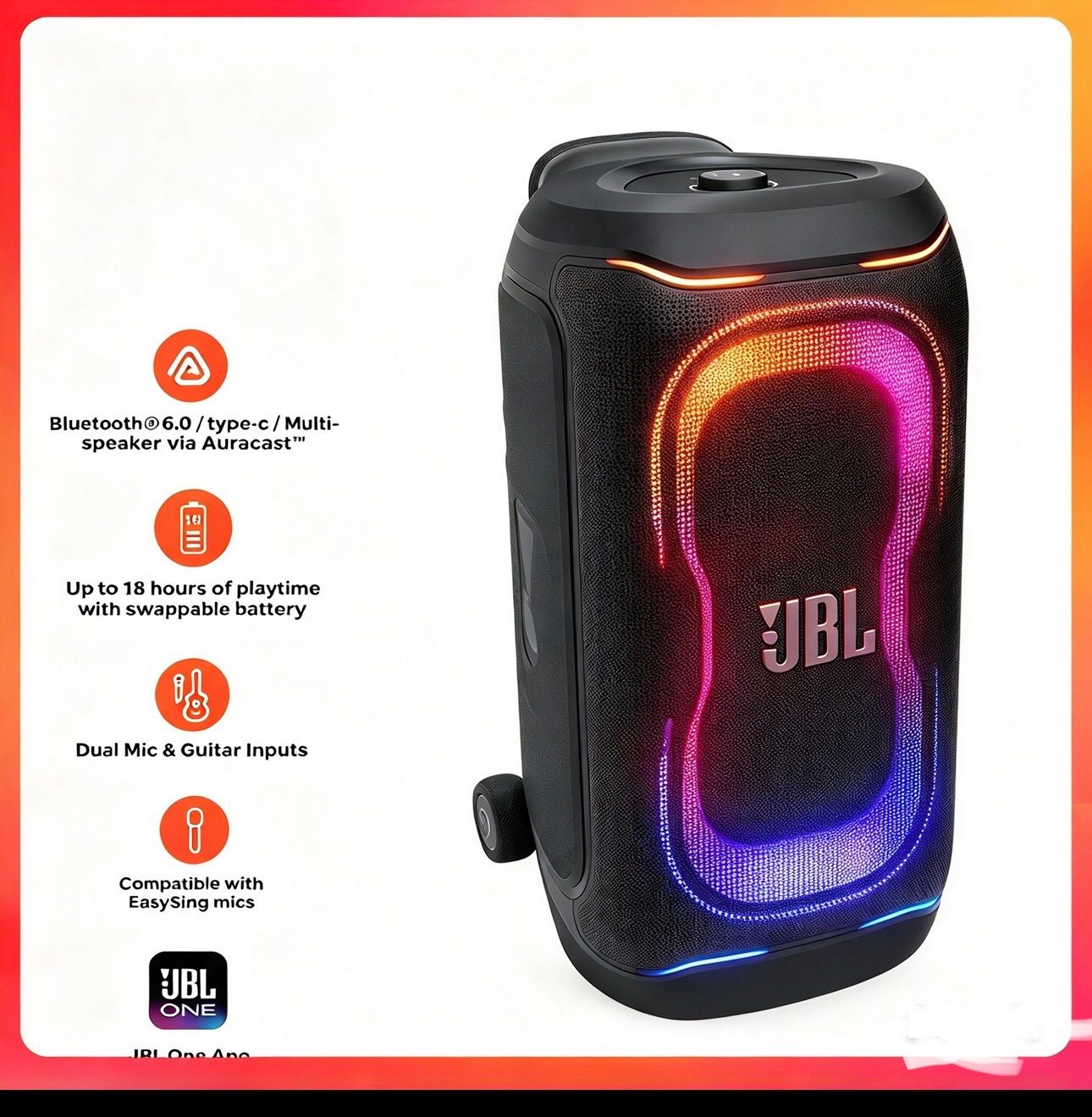 JBL Partybox 330 - Legendary Bass Sound | Up to 18h Playtime | IPX4 | AI Sound Boost