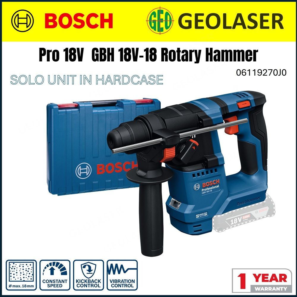 Bosch Pro 18V GBH 18V-18 Cordless Rotary Hammer With SDS Plus Solo**