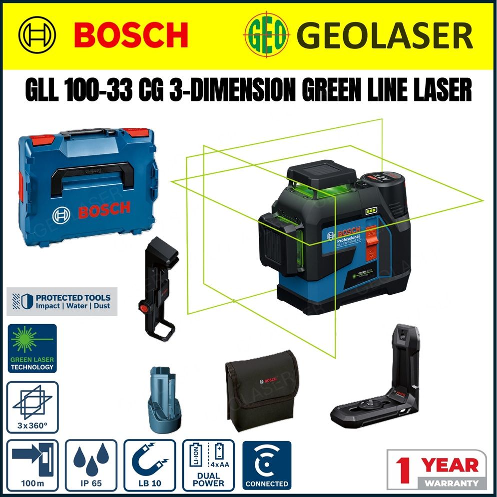 Bosch PRO 12V GLL 100-33 CG 3-Dimension Green Line Laser 06010654K0